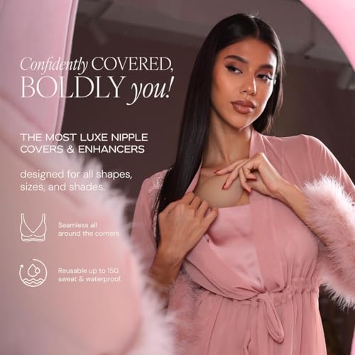 Premium Nipple Covers - Adhesive Silicone Nipple Pasties with Travel Box - Soft Matte Reusable Sticky Pasties2