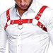 Fstrend Men's Harness Leather Chest Belt Rivets Red Shoulder Strap Fashion Rave Body Accessory