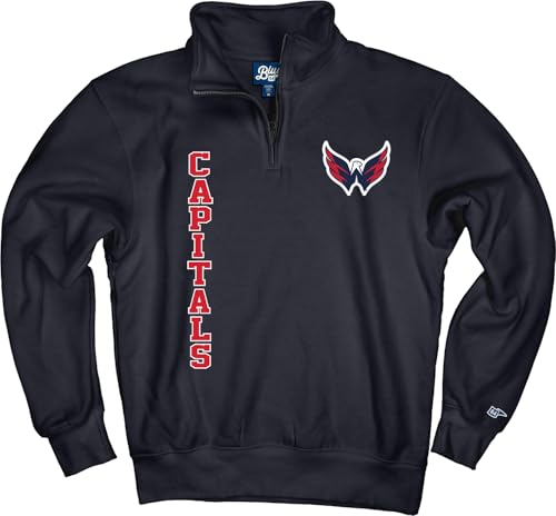 Blue 84 Washington Capitals NHL Officially Licensed Quarter Zip Sweatshirt Breakaway Team Color, Large