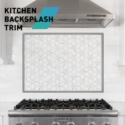 Image of 10-Pack Tile Edge Trim,39''x0.4'' | Peel and Stick Aluminum Backsplash Trim Edge,Metal Self Adhesive Decorative Tile Liner,Matte Gray