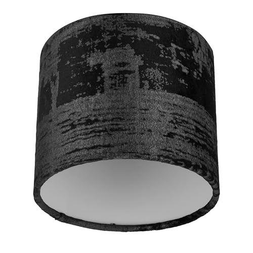 REV Pantalla de lámpara vintage – Redonda, diámetro 14 cm, color negro, material algodón, para lámparas de mesa, colgantes y de pie con casquillos E27