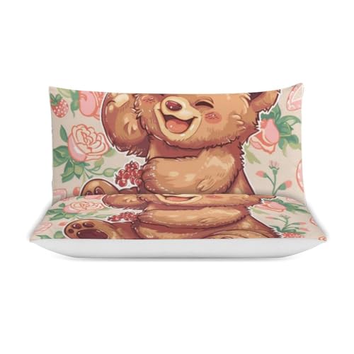 Funda de edredón de oso de peluche en microfibra transpirable para cama individual o matrimonio 4