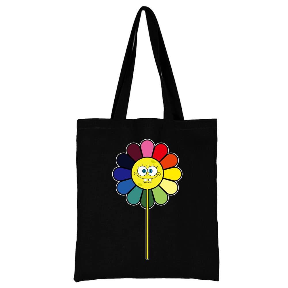 Daisy Printed Canvas reusable grocery bags, Foldable Casual Travel HandBag, Shoulder Beach Tote Bags, Shopper bag eco friendly super strong washable Storage bags Shopping bag Canvas bag for Women