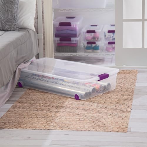 Image of Sterilite 4-Pack 60 Quart ClearView Latch Box, Wheeled Organizer Bins with Latching Lids - Clear Plastic Organization Containers for Closet, Bedroom, Shelving Units and Everyday Home Storage