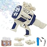 Bubble Gun for Kids: Fast-Fill No Dipping 4 Muzzles Rechargable Bubble Blaster Blower Gun for Boys Girls Birthday Gift Bubble Toys Machine for Summer Fun Wedding Party Easter Gift (Blue)