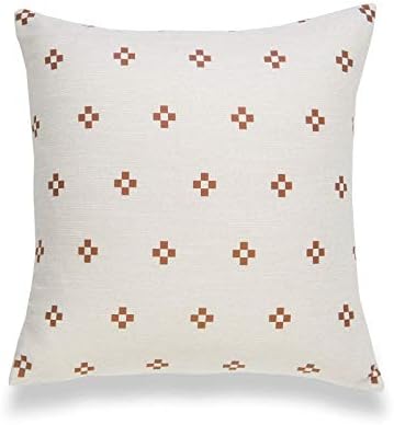 Hofdeco Modern Boho Throw Pillow Cover, Decorative Pillow Cover for Couch, Sofa, Bed, Rust Ethnical Dots, 18"x18".