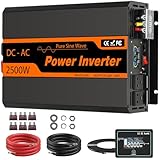 PowMr 2500W 純正正弦波パワーインバーター 24V DC~110V ACコンバーター USBポート付き リモコンパネル RV、トラック、ソーラーシステム、オフグリッドアプリケーションに対応