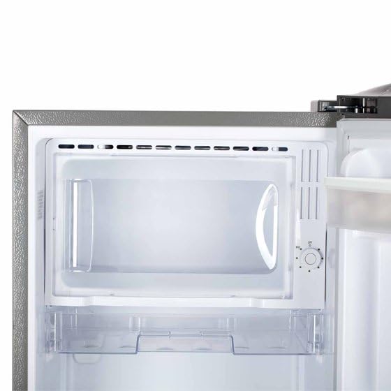 Compact Refrigerator With Humidity-Controlled Crisper, Water Dispenser, And Reversible Door – Stainless Steel Finish on Fridge.com - View 3