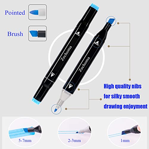 Zechoma 80 Colors Alcohol Markers Artist Drawing Art Dual Tip Markers Perfect For Kids Boys Girls Students Adult #TOP2