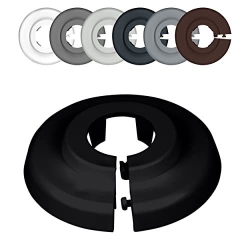 2 Piezas de rosetas individuales para tuberias de calefaccion, varios tamaños y colores, embellecedor, cubre tubos radiador, tapa (15mm, negro RAL 9005) Cover