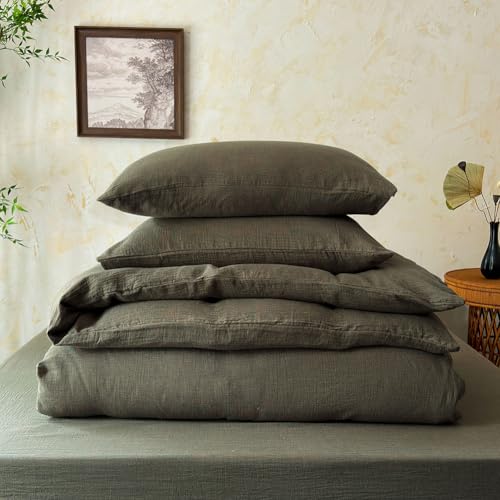 Nsnlgsgc 100% Muslin Cotton Textured Duvet Cover Twin Size, 2-Layer Small Checked Lightweight And Breathable Muslin Bedding, Linen Like Gauze Comforter Cover Set thumb #1
