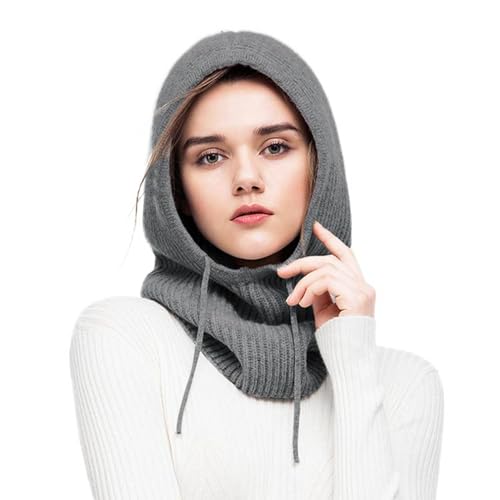 Bonnet d'hiver chaud à capuche en maille dense avec cordon de serrage premium