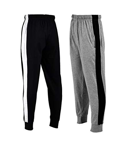 chopper club Boy's Active Joggers/Sweatpants in Slim Fit Made in 60% Cotton 40% Polyester Fabric Medium Thick, Patch Greymelange|Black 10