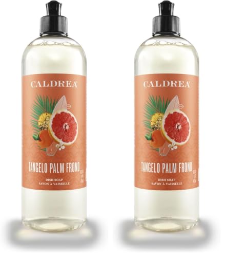 Image of Caldrea Dish Soap, Biodegradable Dishwashing Liquid made With Soap Bark And Aloe Vera, Tangelo Palm Frond Scent, 16 Oz (Pack of 2)