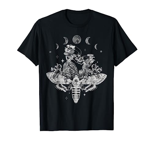 Fairy Grunge Fairycore Esqueleto Estético Gótico Luna Polilla Camiseta