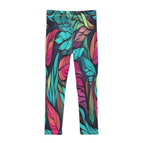 Bolaz Toddler Girls Leggings Printed Yoga Pants Leggings Red Blue Leaves for Kids2