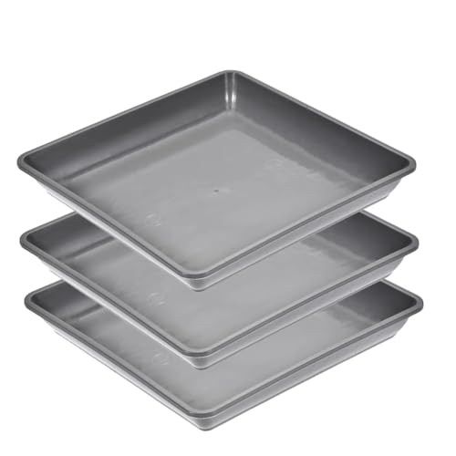 Lot de 3 soucoupes carrées en plastique pour pots de fleurs - Plateau d'égouttement pour jardin, intérieur et extérieur - 30 x 30 cm