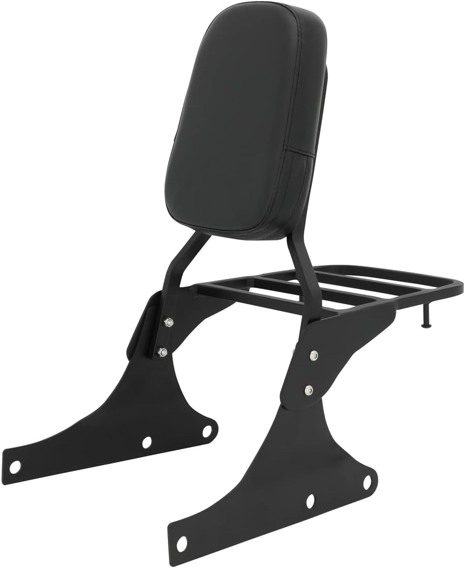 Passenger Sissy Bar with Luggage Rack Rear Backrest Pad Fit for Harley Heritage Softail Classic FLSTC Fatboy, Black
