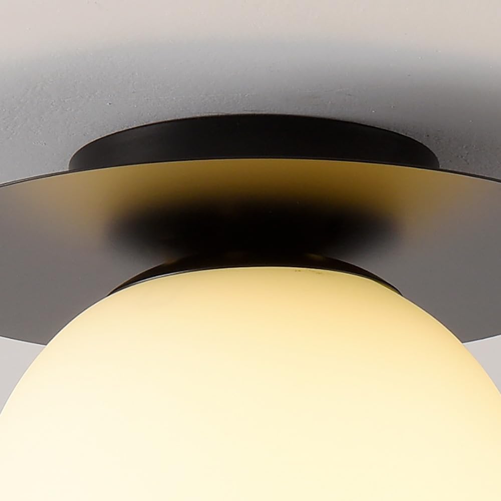 7.87in(20cm) Round Glass Iron Ceiling Light LED Flush Mount Modern Simple Creative Close to Ceiling Light Fixture, for Cloakroom Hallway Balcony Passage Stairs