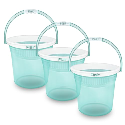 Image of FLAIR Estella Crystal 19 LTR T.Green Set of 3 I Plastic Bathroom Bucket | Strong and Durable Water Storage Bucket | Sturdy and Easy Grip Handle | Ideal for Bathing and Everyday Use