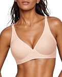 Curlady Deep V Bras for Womens Non Wired Seamless Support Padded Bralette for Saggy Breasts Comfort Soft Sexy Plunge Bra Ladies T Shirt Bralettes with Extra Extender