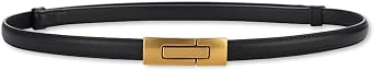 LumiSyne Women Skinny Leather Belt Solid Color Vintage Metal Interlock Buckle Adjustable Thin Waist Belt For Dress Jeans Coat