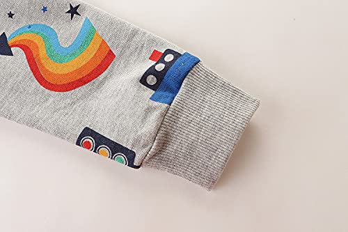 Image of AIWUHE Toddler Cotton Sweatshirt Boys Girls Pullover Long Sleeve Tops 2-6Y