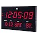 HITO 14.2” Large Oversized LED Wall Clock Seconds Date Day Indoor Temperature Adjustable Brightness Memory Function Adapter Included Decorative for Living Room Office Conference Room Bedroom (Red)