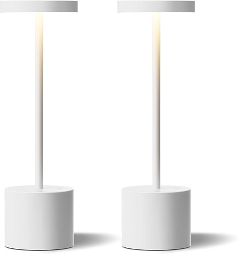 Miniatura 8 de Lámpara de mesa inalámbrica negra, lámparas con batería recargable de 4000mAh, lámparas LED inalámbricas para exteriores con atenuación continua en