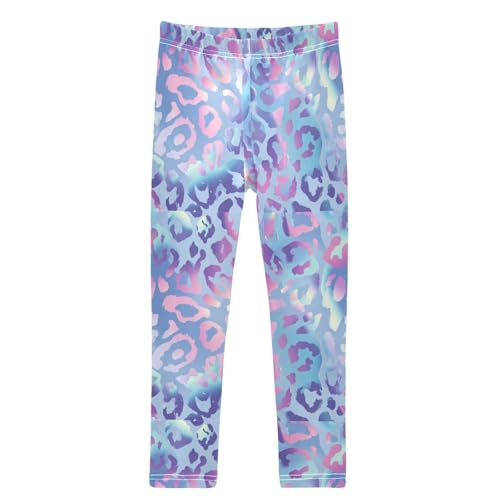 Boccsty Purple Blue Leopard Print Girls Leggings Kids Yoga Pants Dance Active Tights 4T