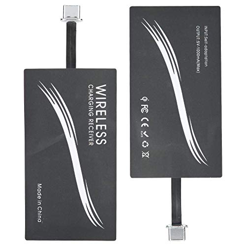 ASHATA 2Pcs Type C QI Charging Receiver Ultra Thin QI Receiver, Electromagnetic Induction 1000mA Fast Charging Receiver for All Type C Cell Phones