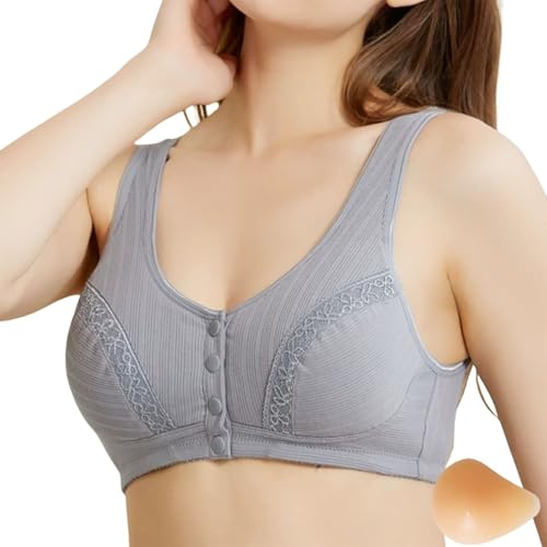 Sujetador para el tiempo después de su uso, sujetador de prótesis para recuperación, ropa interior con cierre frontal de silicona para mayor comodidad y apoyo para mujeres Fitness Mujer, gris, 50