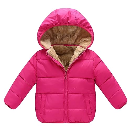 Girls and Toddler's Winter Coat Sherpa Fleece Lined Hooded Puffer Jacket with Detachable Hat Kids Boys Warm Down Coat