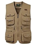 chaleco multibolsillos proteccion civil 【Diseño multibolsillo】Cierre frontal con cremallera, cuello en V y con múltiples bolsillos y bolsas para guardar los equipos de pesca y herramientas de todos los tamaños, guarde todo lo que necesita en el área segura.