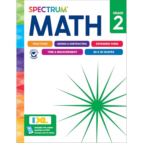 Image of Spectrum 2nd Grade Math Workbook, Mathematics Activity Book for Kids Ages 7-8, Addition, Subtraction, Fractions, Telling Time, and More, Classroom or Homeschool Curriculum