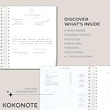 Kokonote Academic Diary 2025-2026 Week To View - Nuit Florale | Academic Planner 2025-2026 With Stickers & Tabs, Student Essentials For University, Back To School Stationery
