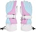 Simplicity Girl's Skiing Gloves Winter Warm Mittens, Pink Blue Grey, S(4-6 Years)