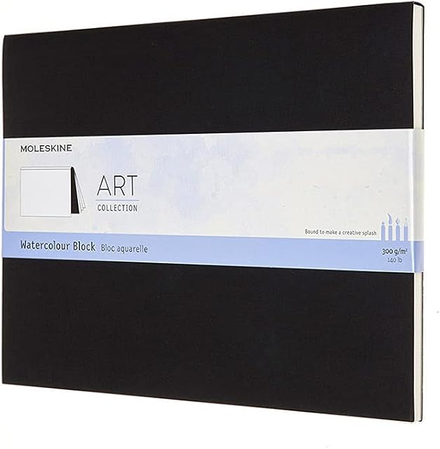 Moleskine Extra Large Size 19 x 25 cm Art Collection Watercolour Block, Album with Paper for Watercolours, Cardboard Cover, Colour Black, 20 Pages