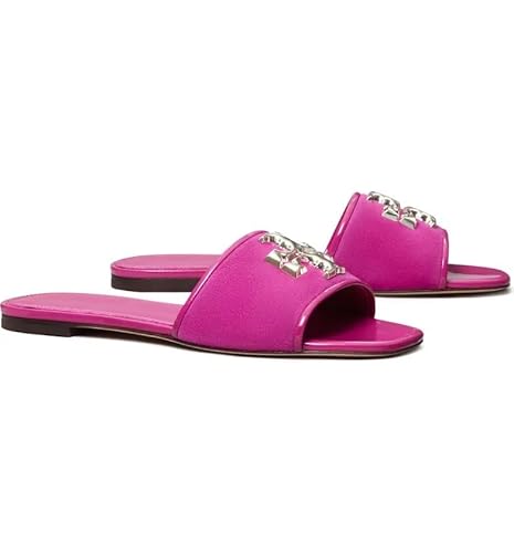 Tory Burch Women's Eleanor Slides in Suede/Patent Leather (Fuchsia, US Footwear Size System, Adult, Women, Numeric, Medium, 9)