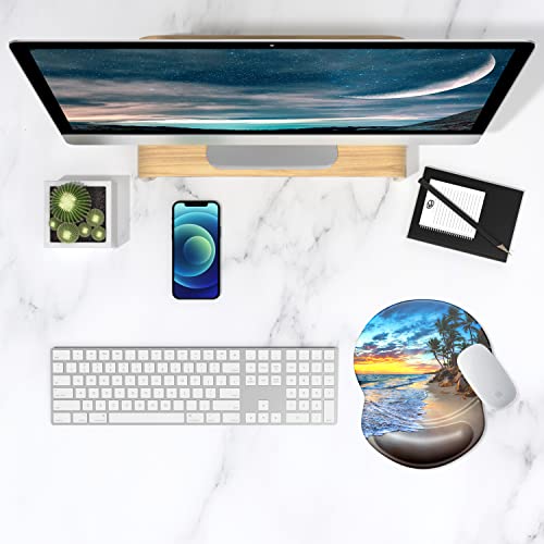 Itnrsiiet Mouse Pad, Mouse Pad Wrist Support Mousepad With Wrist Rest, Mouse Pads For Wireless Mouse Ergonomic Cute Desk Decor Desk Accessories For Women, Non-Slip Pu Base, Beach #TOP6
