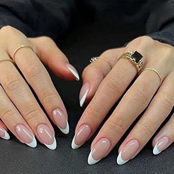 Ohcol 24pcs Acrylic Medium Almond French Press On Nails