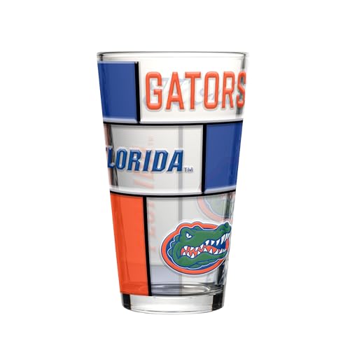 Image of Logo Brands NCAA oz Stained Glass Pint Glass - 3D Embossed Logo & Bold Team Colors - Durable Sports Fan Beer Glass for Home, Bar & Tailgates