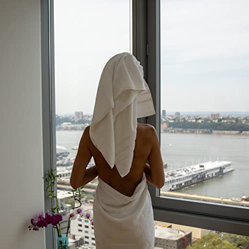 Mosobam 700 Gsm Hotel Luxury Bamboo-Cotton, Bath Towels 30X58, White, Set Of 4, Oversized Turkish Towels #TOP2