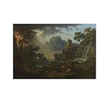 Claude-Joseph Vernet - A Mountain Landscape with an Approaching Storm Poster Decorative Painting Canvas Wall Art Living Room Posters Bedroom Painting 16x24inch(40x60cm)