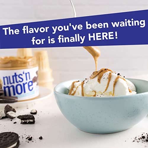 Nuts ‘N More Cookies N Cream Peanut Butter Spread - High Protein, Low Carb, Low Sugar, Gluten Free, Non-GMO, All-Natural Nut Butter Snack (15oz Jar)