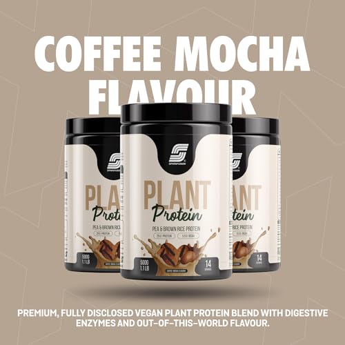 Image of Sparkfusion Plant Protein Powder| Isolated Pea & Brown Rice Protein|25 gm Protein & All Essential Amino Acids|Easy To Digest|For Active Lifestyle For Men & Women Triple Coffee Mocha Flavour- 500 g