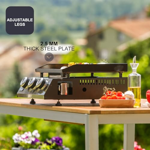 Black+Decker Gasgrill, BXOP7350E, 3 Brenner, 2,45 kW, Grillfläche aus Stahl, Kochfläche 580 x 360 cm, einfache Reinigung, 10 Personen, Stromversorgung mit Butan/Propan-Gas, verstellbare Füße