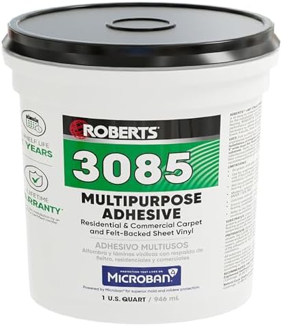 ROBERTS 3085-0 Multipurpose Carpet and Felt Back Vinyl Adhesive, 1 Quart, Beige