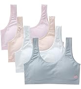 4 Pcs Tiener Meisjes Gewatteerde Sport BH Geen Draden Crop Top Zacht Ondergoed Naadloze Training Bras Voor...