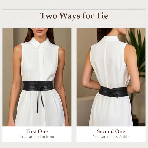 JASGOOD Women's Fashion Leather Obi Style Belt,Wide Wrap Waist Band Chic Belt4